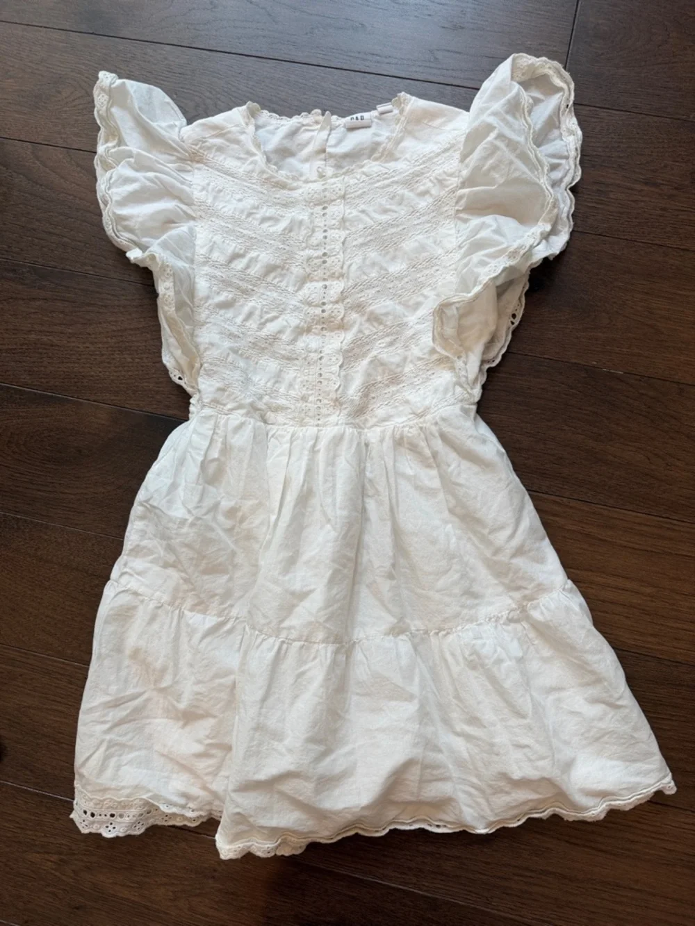 Gap Kids Lace Tiered Ruffle Dress Large in New Off White - C42-013